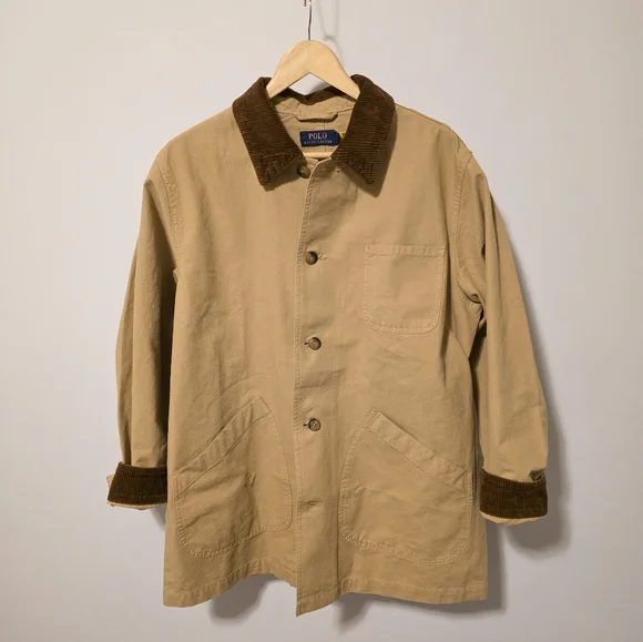 NWT Polo Ralph Lauren Beige Oversize Jacket Corduroy Collar Cuff Size Medium - Picture 6 of 13